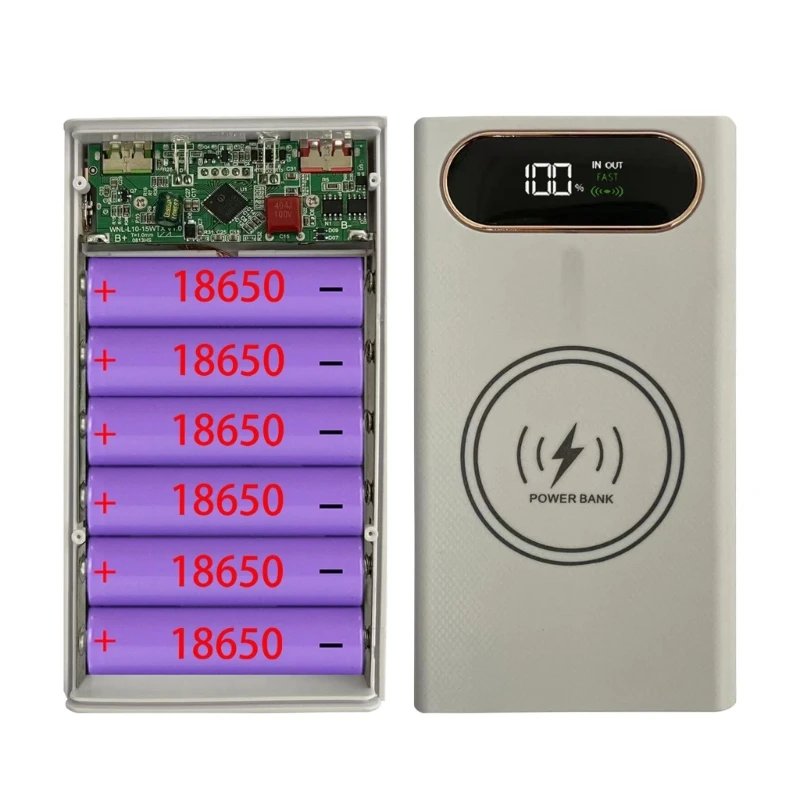 6x18650 Battery Holder Shells Power Bank Case Plastic Shells Charger Power Bank Shells Protectors DIY Box Soldering Free