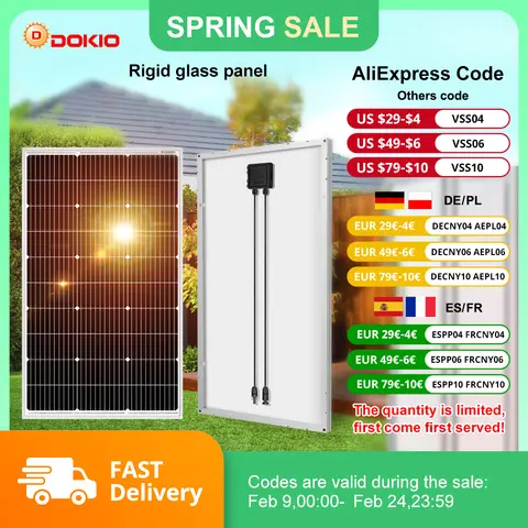 18V 100W Waterproof Solar Panel for 12V DOKIO