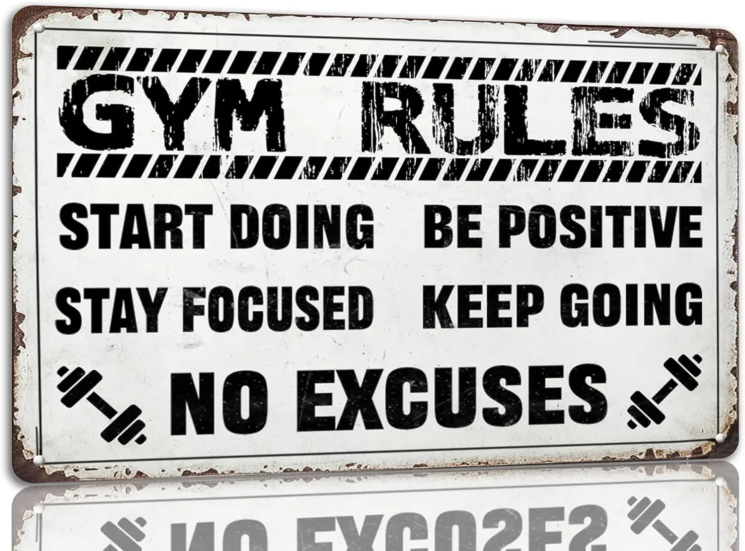 Gym Rules Tin Sign Gym Vintage Gym Rules Metal Signs Start Doing Be Positive Stay Focused Keep Going No Excuses