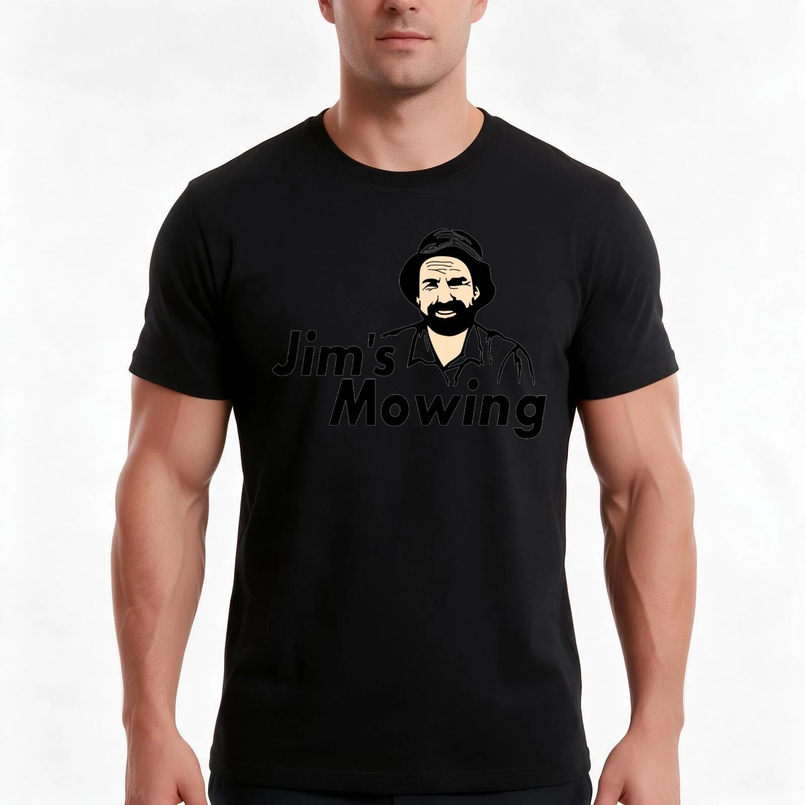 Jim's Mowing T-Shirt Summer Casual Cotton Tee Oversized Streetwear Tops Vintage Graphic Print Loose Fit Short Sleeve