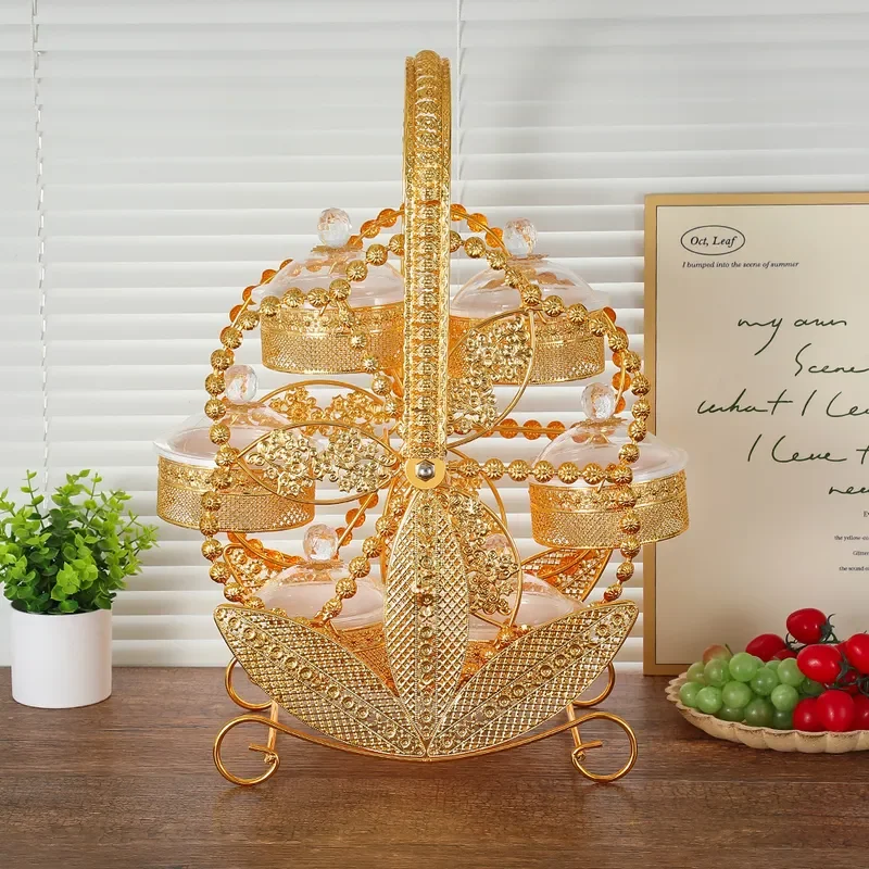 Wrought Iron Acrylic Dried Fruit Box Rotating Windmill Snack Plate Creative Living Room Candy Dish High End Home Decor Tray
