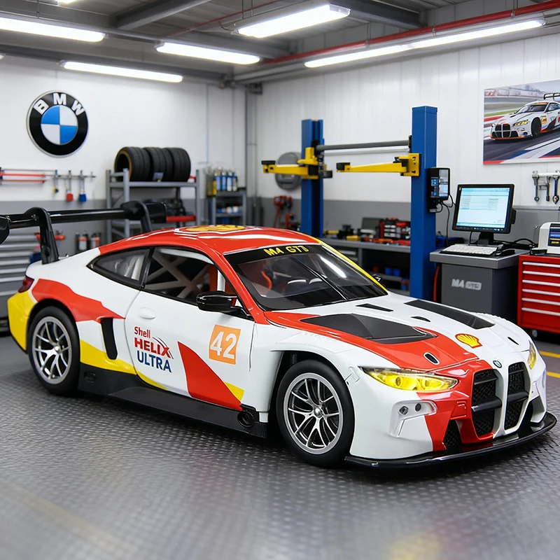 

1:24 BMW M4 GT3 Shell AUDI R8 LMS Shell из сплава, модель автомобиля, звук и свет, откатная детская игрушка, коллекционные предметы, подарок на день рождения