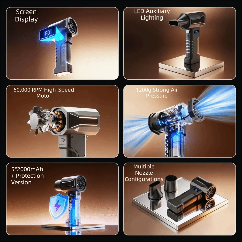 

Cordless Operation Cordless Handheld Turbo Blower Lightweight Design Ergonomic Grip Rechargeable Handheld Blower