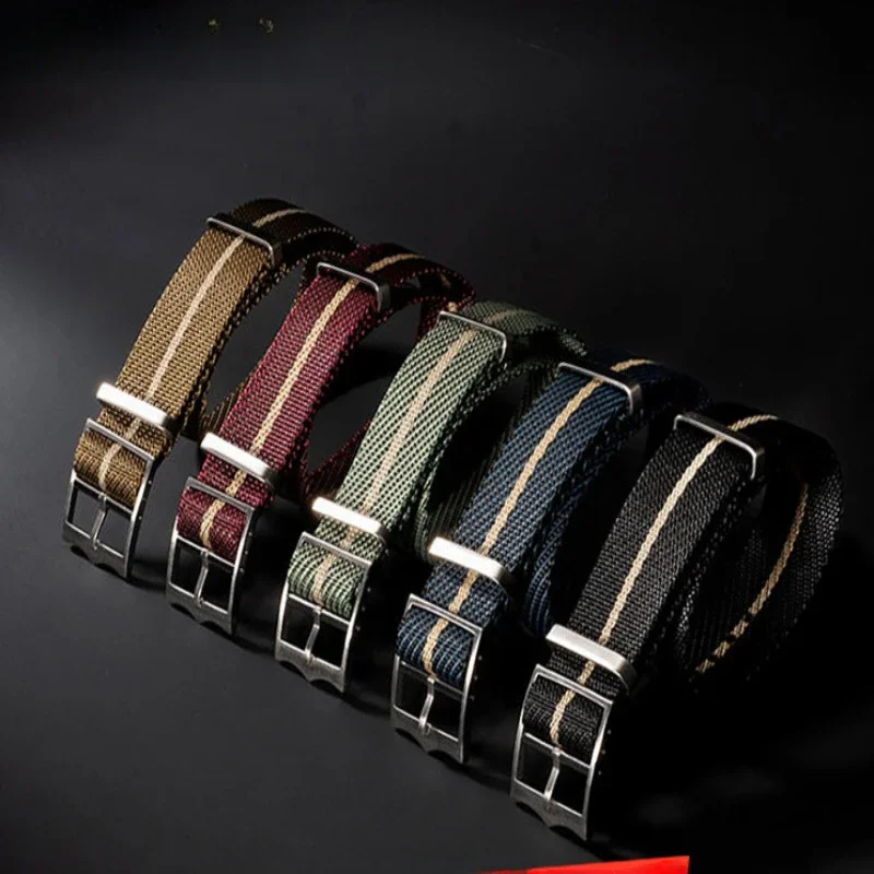 Cinturino in nylon morbido 20mm 22mm cinturino in tela pregiata fibbia ad ardiglione in acciaio inossidabile condimenti di ricambio orologio Seiko Omega universale B