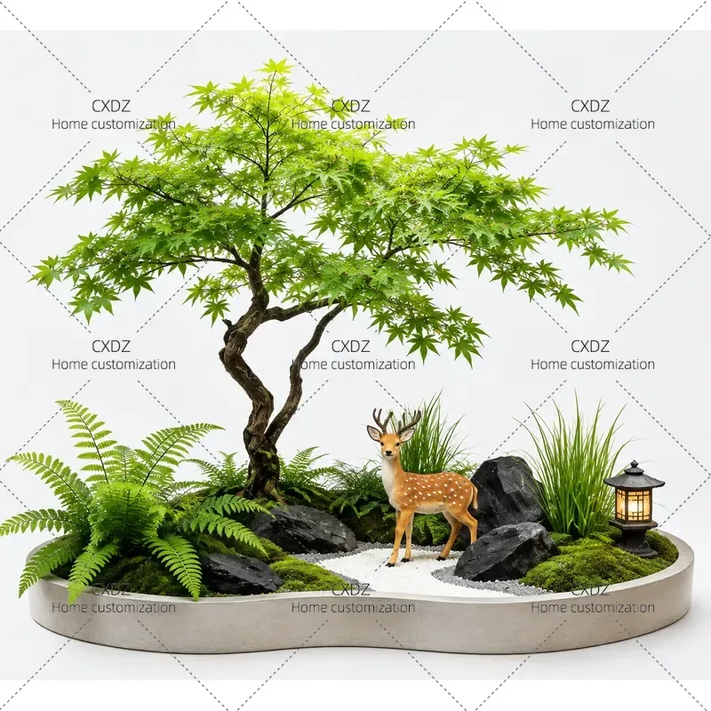 Simulation Green Maple Tree Large Fake Plant Indoor Outdoor Decoration Soft Artificial Landscape Greenery for Corner Home