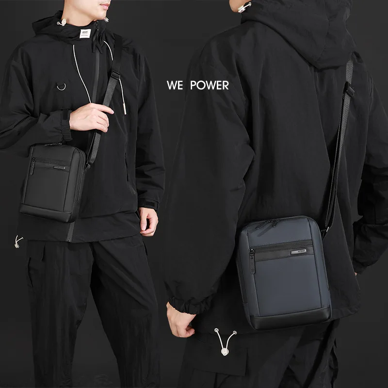 Men Vertical Crossbody Bag Waterproof Oxford Cloth Shoulder Bag Business Casual Portable Hand Messenger Bag