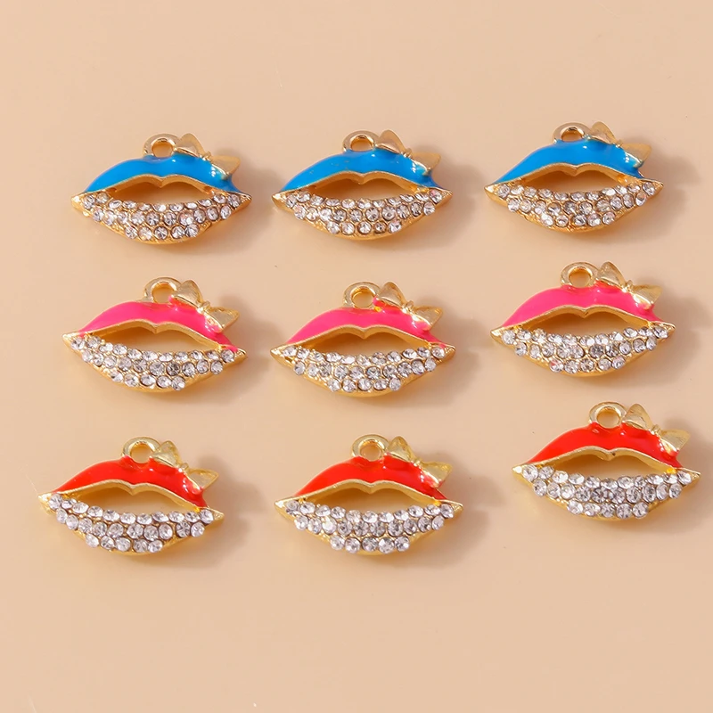 Duarte 20 Stück/Set Niedliche Emaille-Make-up-Anhänger in Form von roten Lippenstiften für Schmuckherstellung, Ohrringe, Halsketten, DIY-Bastelzubehör – Detail 12