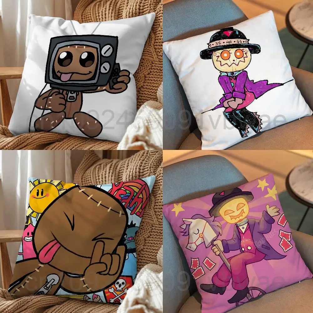 

game Sackboy LittleBigPlanet Pillow Case Anti-dustmite Pillowcase Invisible zipper silky short plush Sofa cushion cover