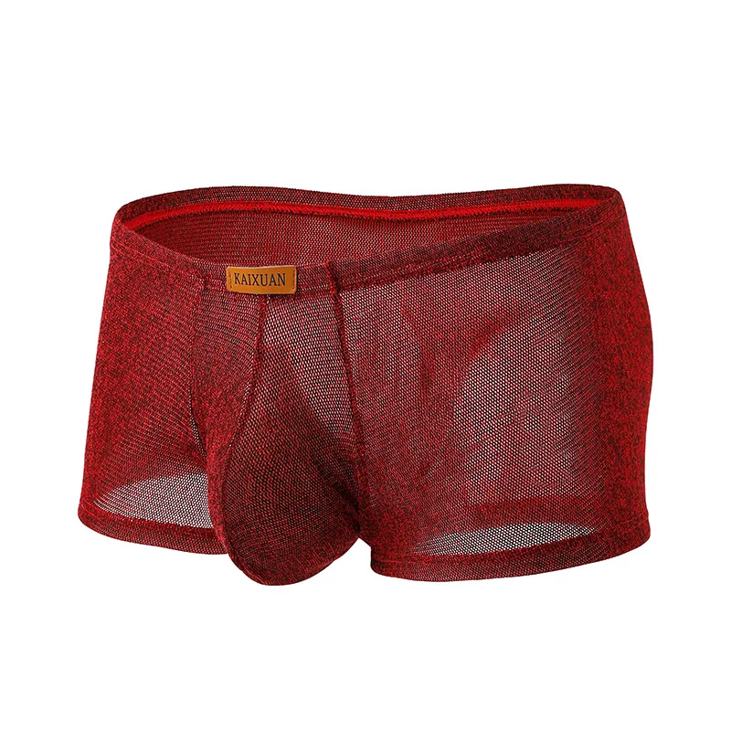 Men's Boxer Ultra-Thin Transparent Underwear Low Waist Sexy Breathable U Convex Pouch Panties Elastic Bikini Slip Homme
