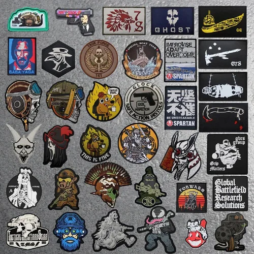 FOG 전방 전선 관찰 카누 인플루언서 팀 자수 완장, 개 음료 커피 배지, 나이트 비전, 검은 고양이 패치 