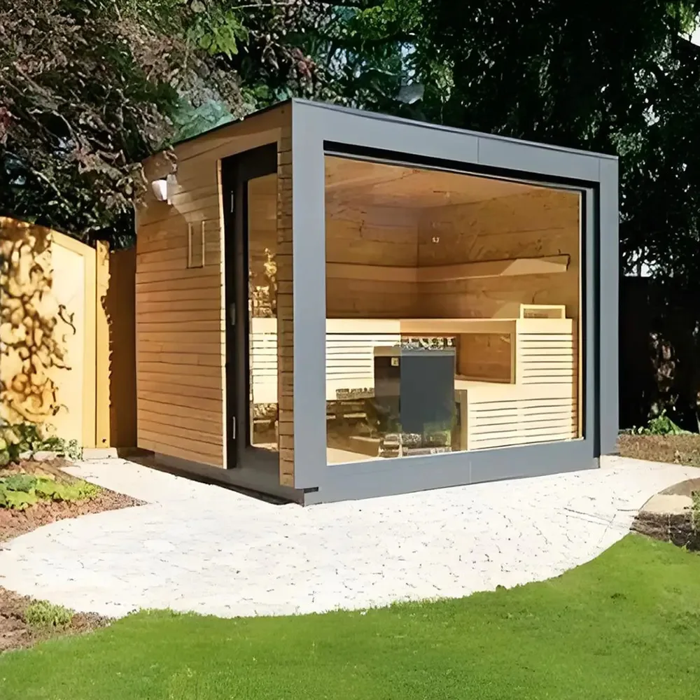 Newly Designed Red Cedar Outdoor Cube Barrel Sauna 1.2 * 1 * 1.9m