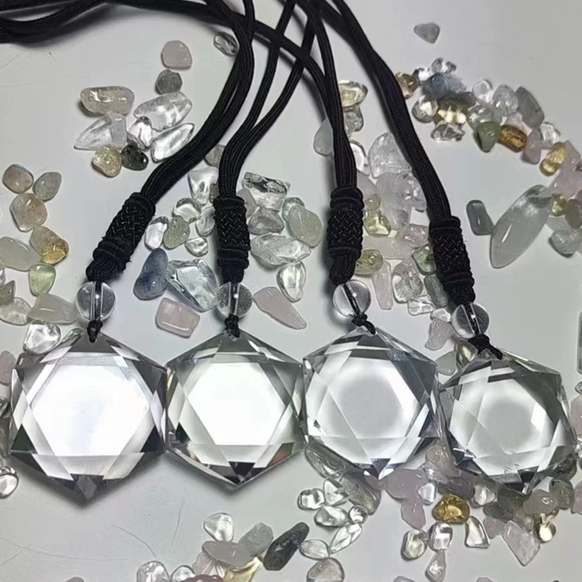 High Quality Natural Rock Quartz Six-pointed Star Necklace Pendant Six Mans Star Crystal Quartz Hexagonal Star Healing Energy