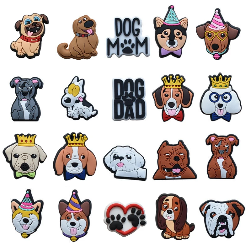 

New Arrival 1Pcs Cute Dog Birthday Shoe Charms Pin for Crocs Accessories Charms DIY Bracelet Wristband Kid's Adults Party Gifts