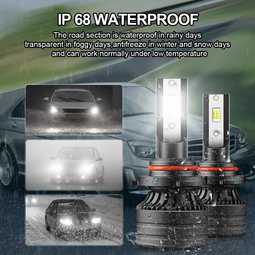 15000LM LED 9005 HB3 150W Headlight Bulbs 6000K Cold White Light 600% More Than Existing Halogen External Driver Plug and Play