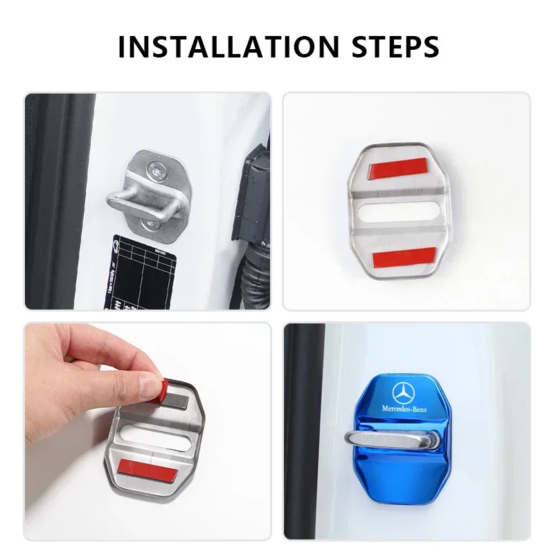 4 قطعة غطاء قفل باب السيارة حماية لمرسيدس بنز AMG E S C A B الفئة GLE GLS CLS GLC CLA GLA W212 W204 W211 W213 W205