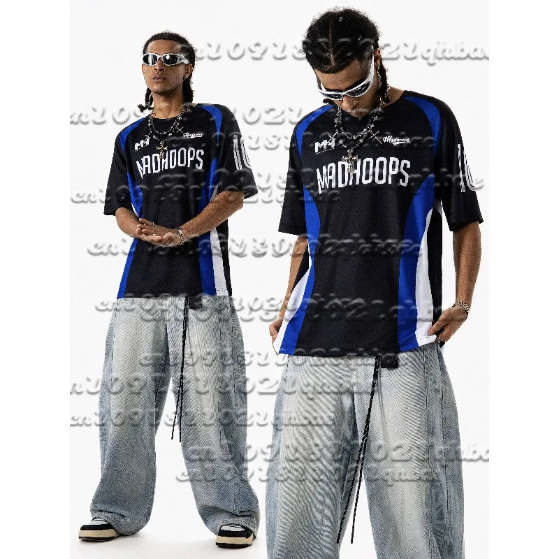 

3D Printed Summer Football Racing Style Training Shooting Round Neck Sports Couple Quick Drying T-shirt Top