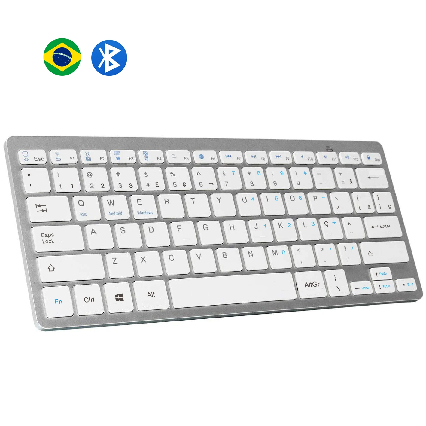 Brazil Portugue Layout Bluetooth Keyboard Portable Slim Wireless Keyboard Light for iPhone iOS Android Windows Smart TV