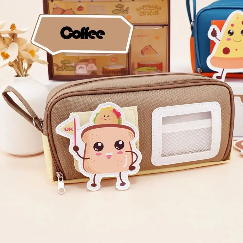 Dirty-proof Dopamine Pencil Bag Lightweight Cartoon Stationery Storage Bag Large Capacity Polyester Pen Organizer Pouch Gift