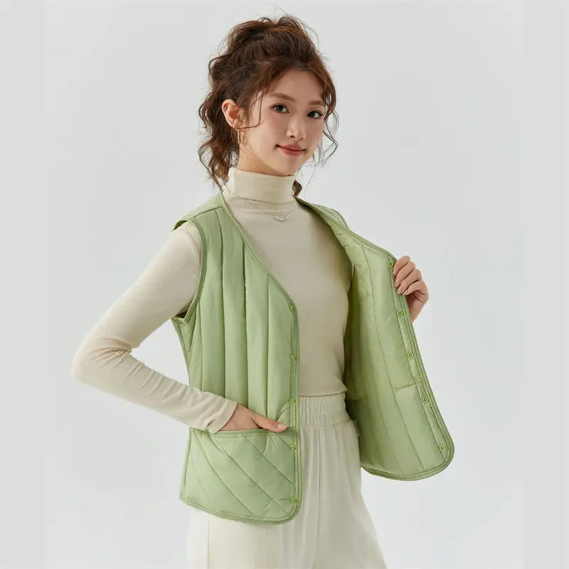 crriflz Women's Winter Warm Extra Thick Fleece Lined Sherpa Vest Youthful Loungewear Inner Layer Cotton Padded Gilet