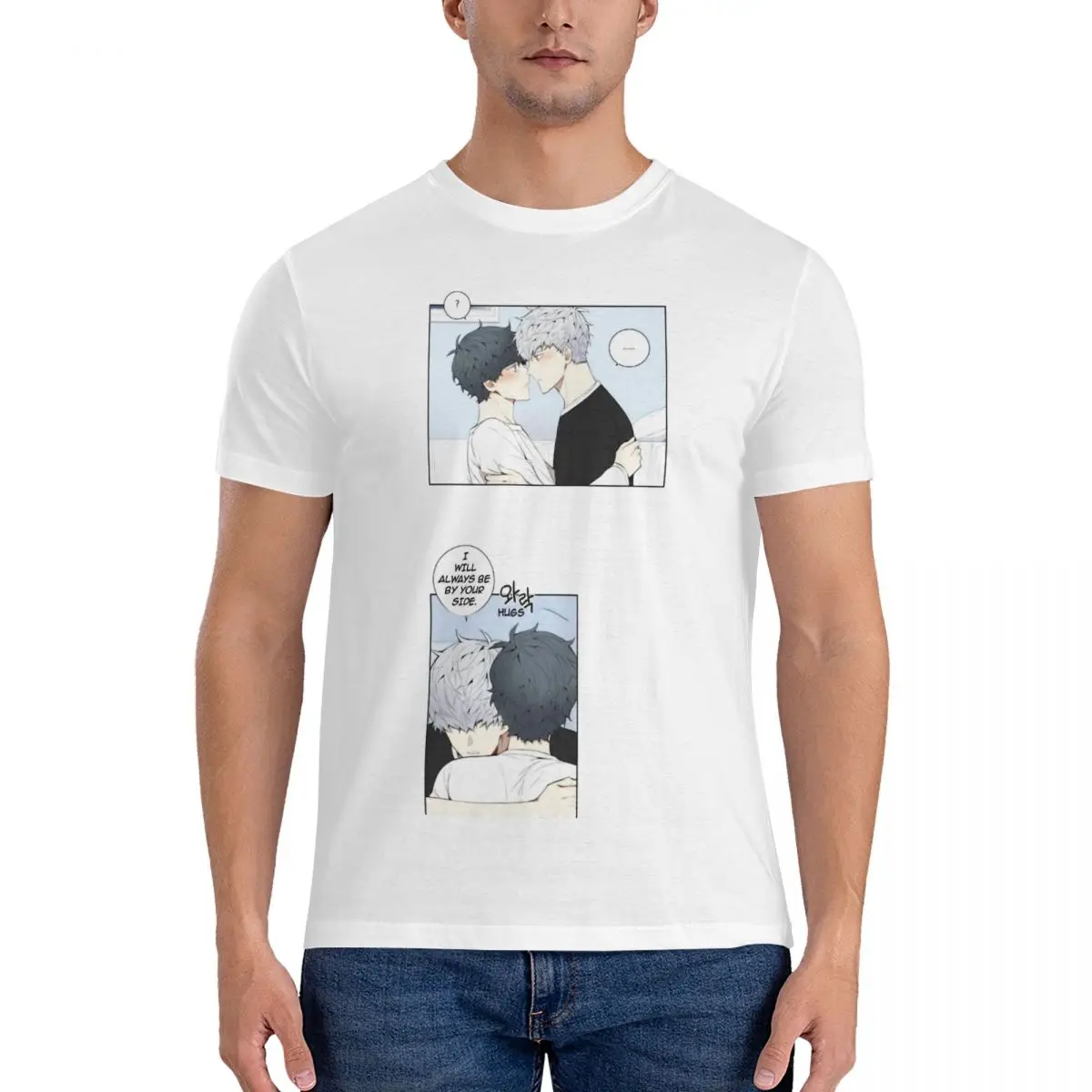 Manhwa-camisetas de colección para hombre, ropa informal de manga corta, 100% algodón, con flores de cerezo, después del invierno