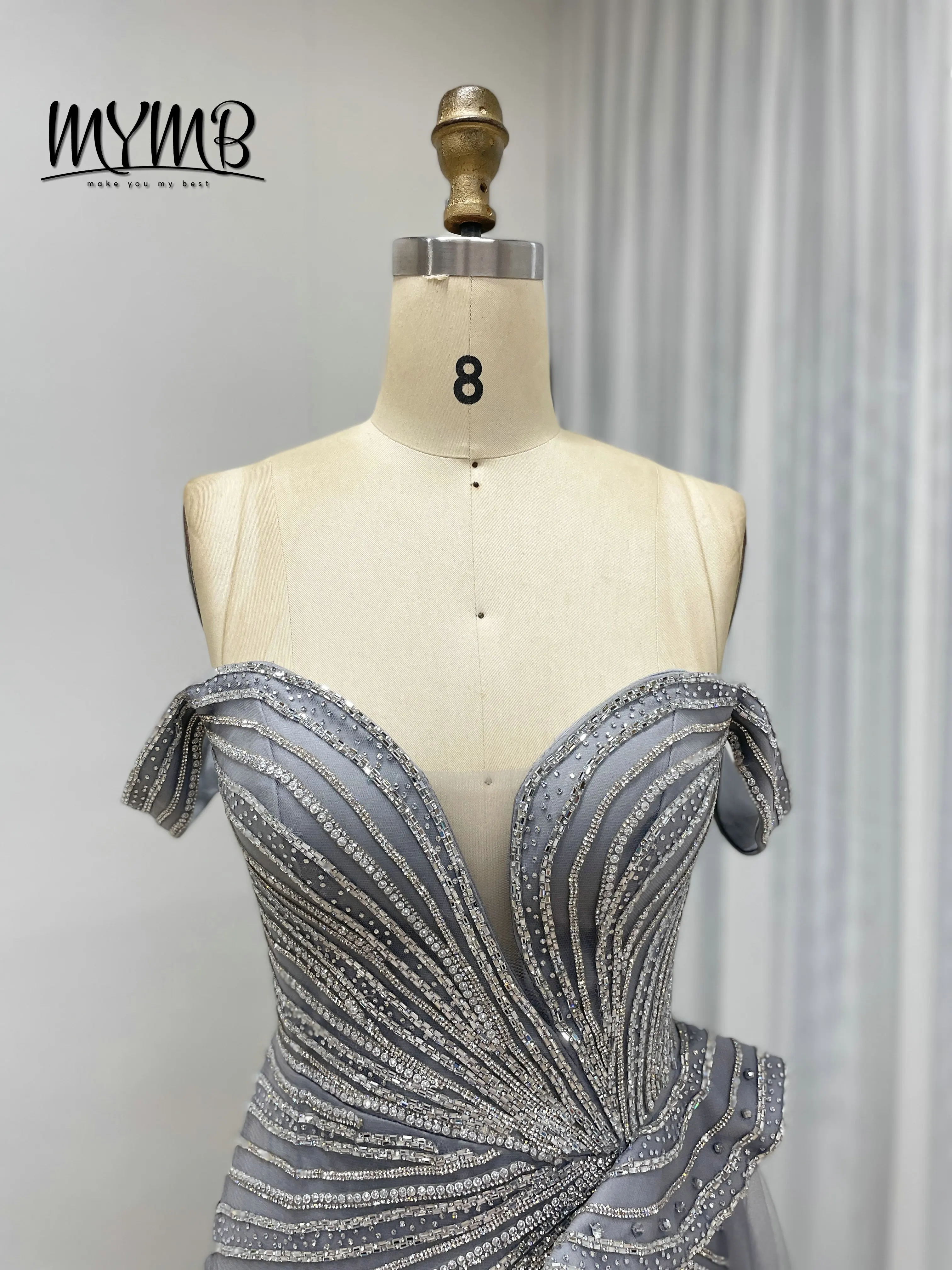 MYMB impresionante lujo hermoso Sexy abertura alta adornado con bordado de cuentas brillantes elegante falda lateral vestido de noche MB40379