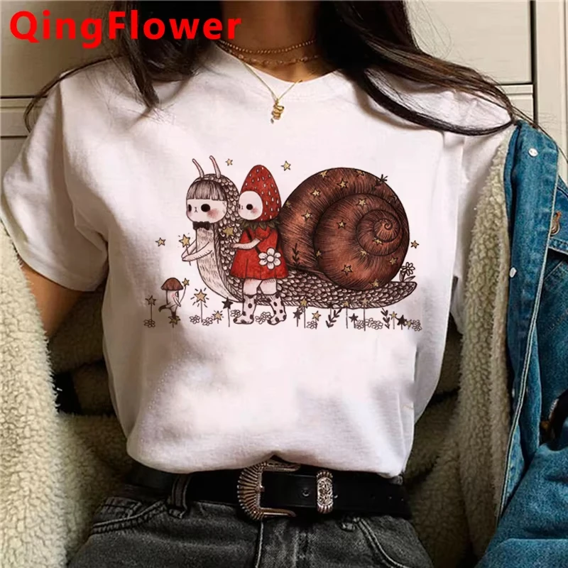

2025 Y2K Cartoon Mushroom Clothes Women Kawaii Harajuku Vintage T Shirt Graphic Tees Women Streetwear Top Ins
