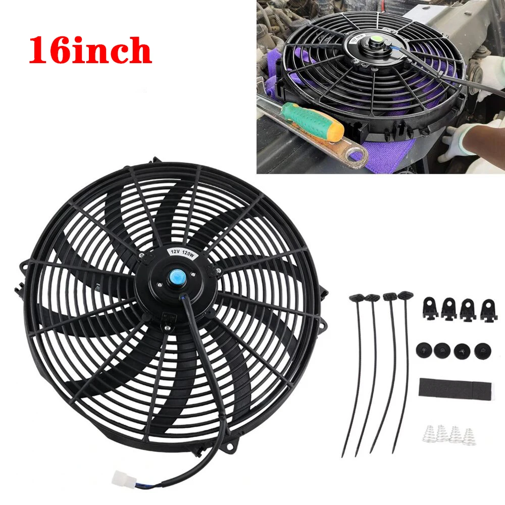 16'' Push / Pull 12V 120W Electric Radiator Intercooler Slim Fan Engine Cooling