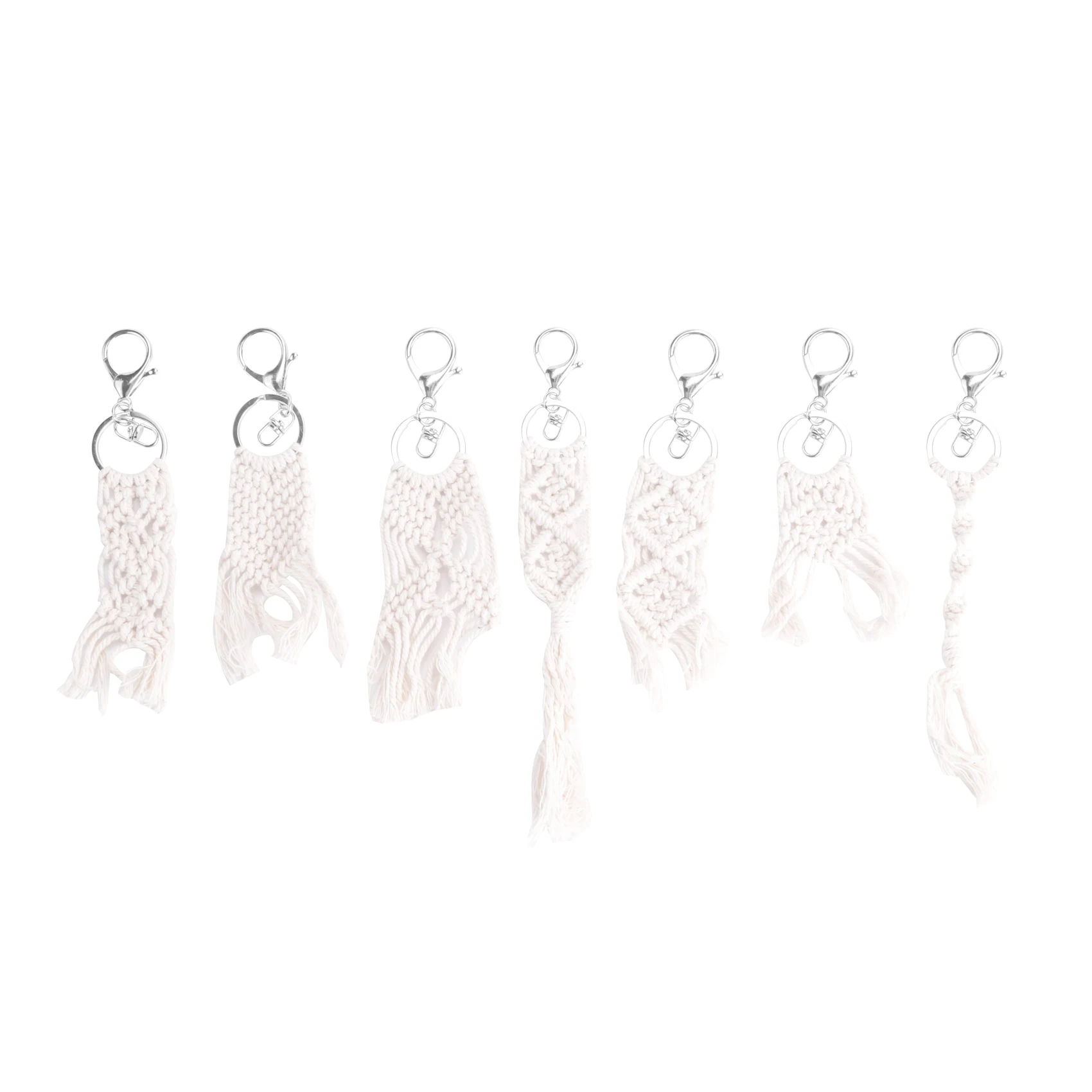 7 Pieces Mini Macrame Keychains Macrame Bag Charms for Car Key Purse Phone Supplies