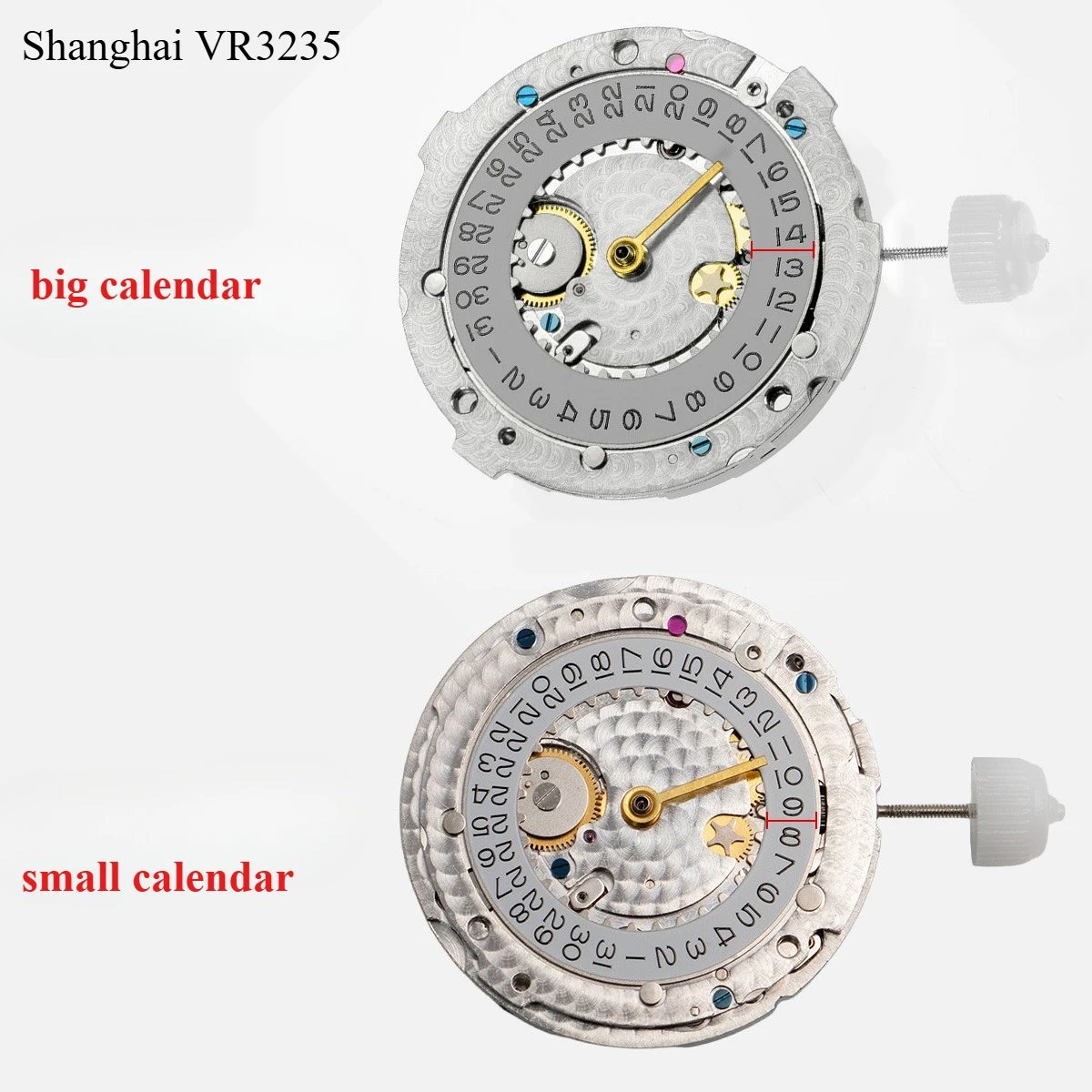 

3235 Mechanical Movement Engraved automatic mechanical movement VR3235 blue balance wheel big/small calendar movement