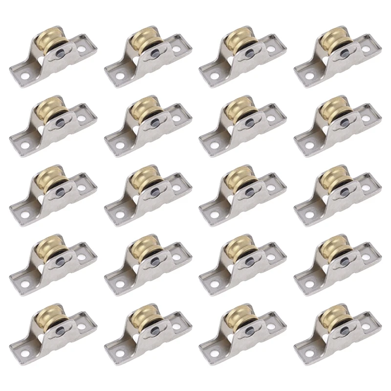 

20 Pcs 1.6Cm Dia Single Roller Window Pane Pulley Doors Wheel Silver + Gold