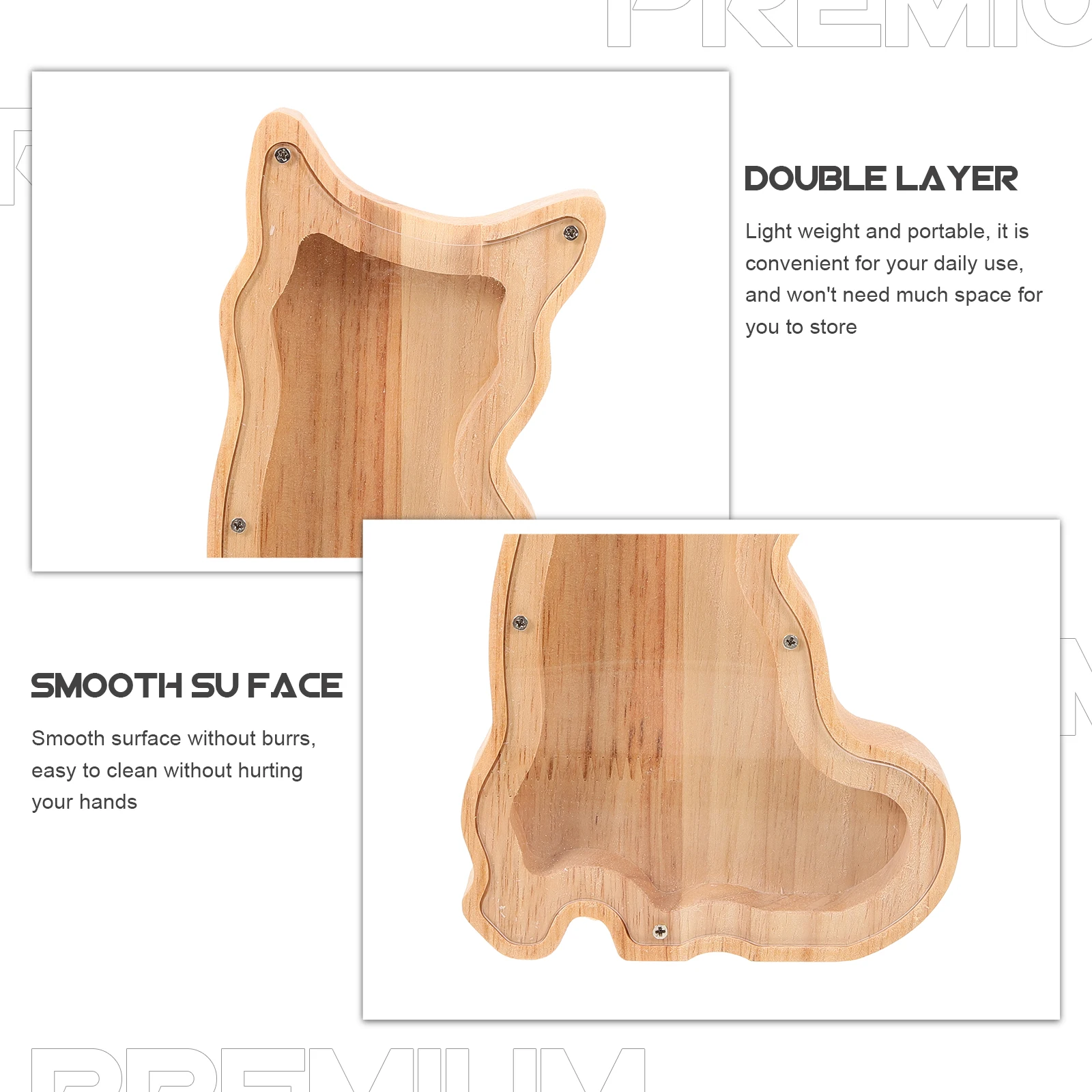 

Lovely Animal Shape Wooden Coin Large Capacity Cute Piggy Bank For Kids Decorative Money Holder Home Storage Box Gift Wood