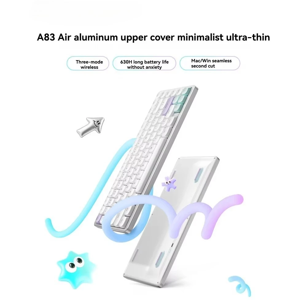 for AESCO A83 Air Mechanical Keyboard Low Profile Wireless Tri-Mode RGB Hot Swap Custom Gasket CNC Aluminum Shell Keyboard