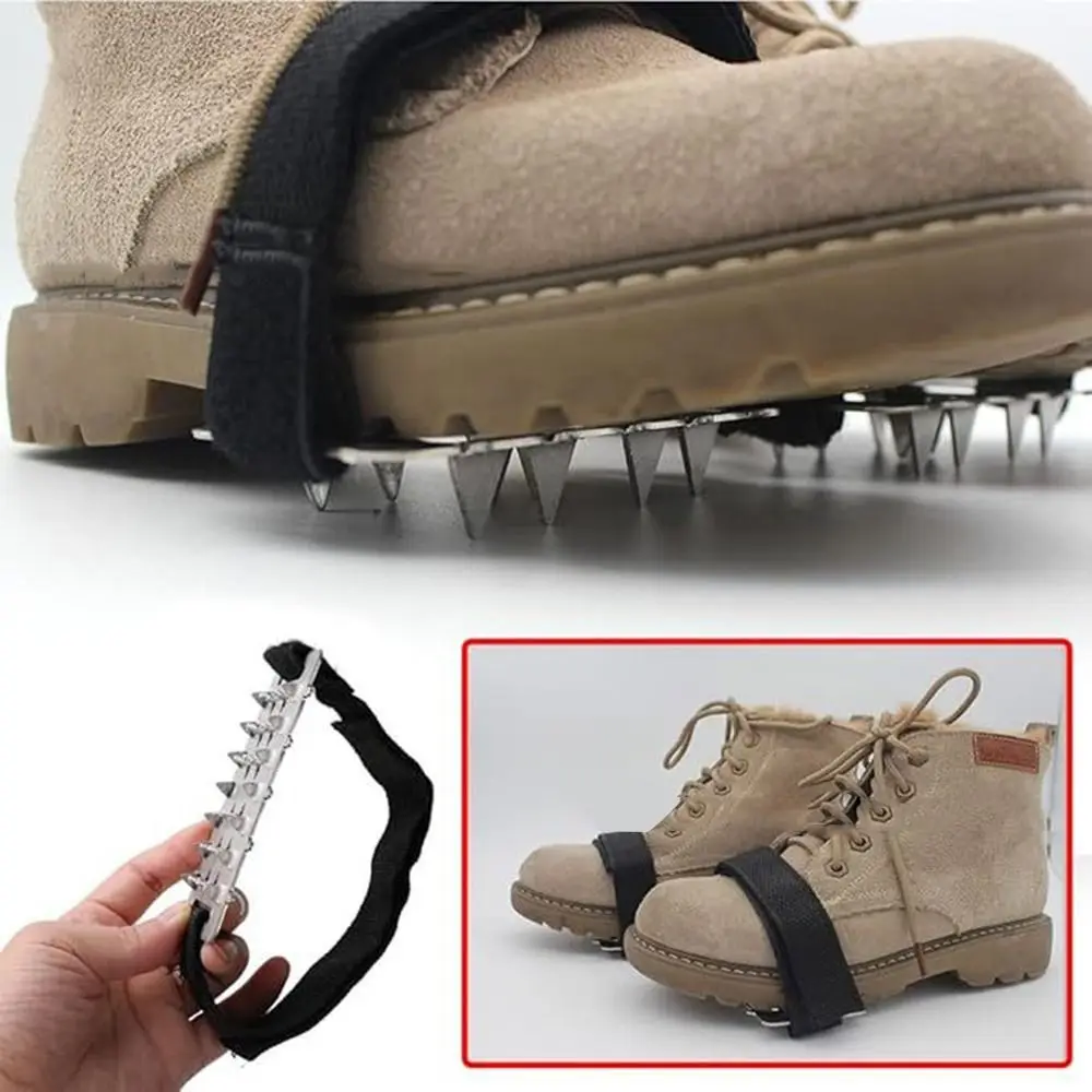 

1Pair Durable 26 Teeth Spikes Crampons Stainless Steel Non-slip Ice Grippers Shoe Covers for Men Women Hiking Boots and Shoes