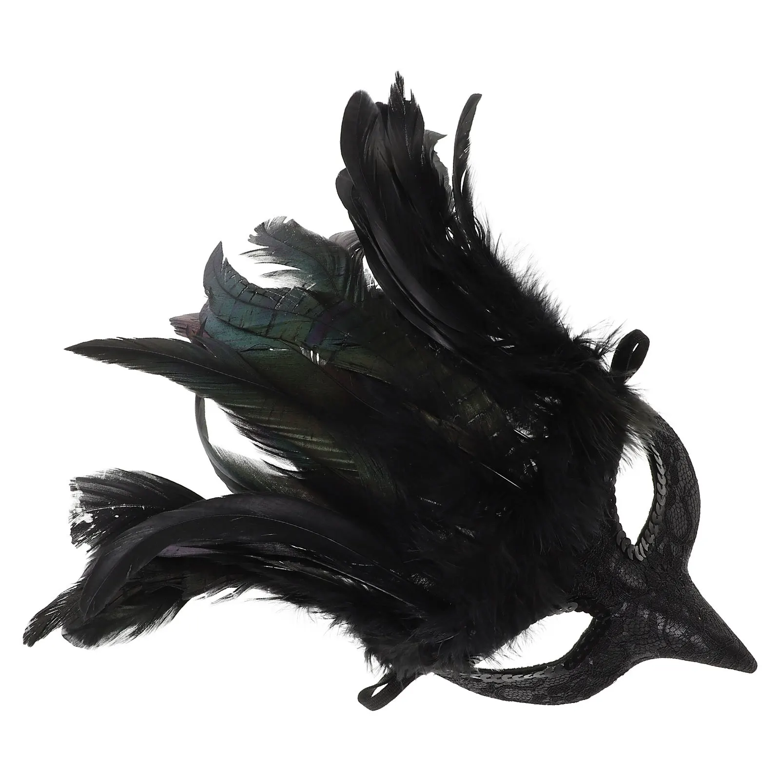 羽根付き仮面舞踏会マスク ブラック ハーフフェイス 装飾 軽量 快適 ゴシックスタイル ハロウィンパーティー 女性 男性 コスプレボール