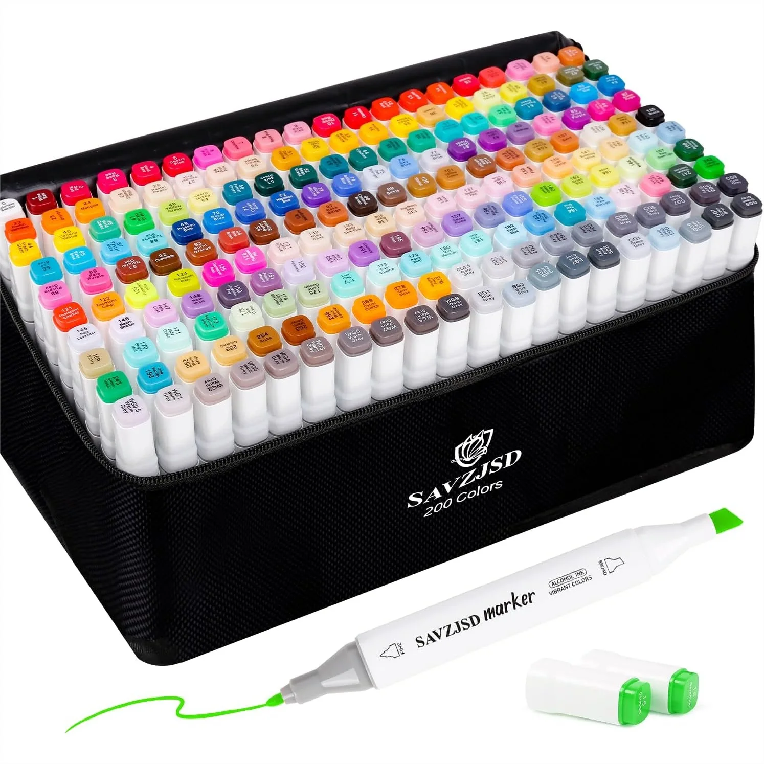 

200 Colors Alcohol Markers Set With Dual Tip Fine And Broad For Adults Artists Coloring Sketching And Drawing