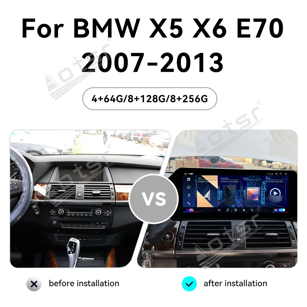 Wireless Apple CarPlay Android 13.0 Auto Car Multimedia For BMW X5 X6 E70 2007-2013 CCC CIC Radio GPS 4G Car Radio