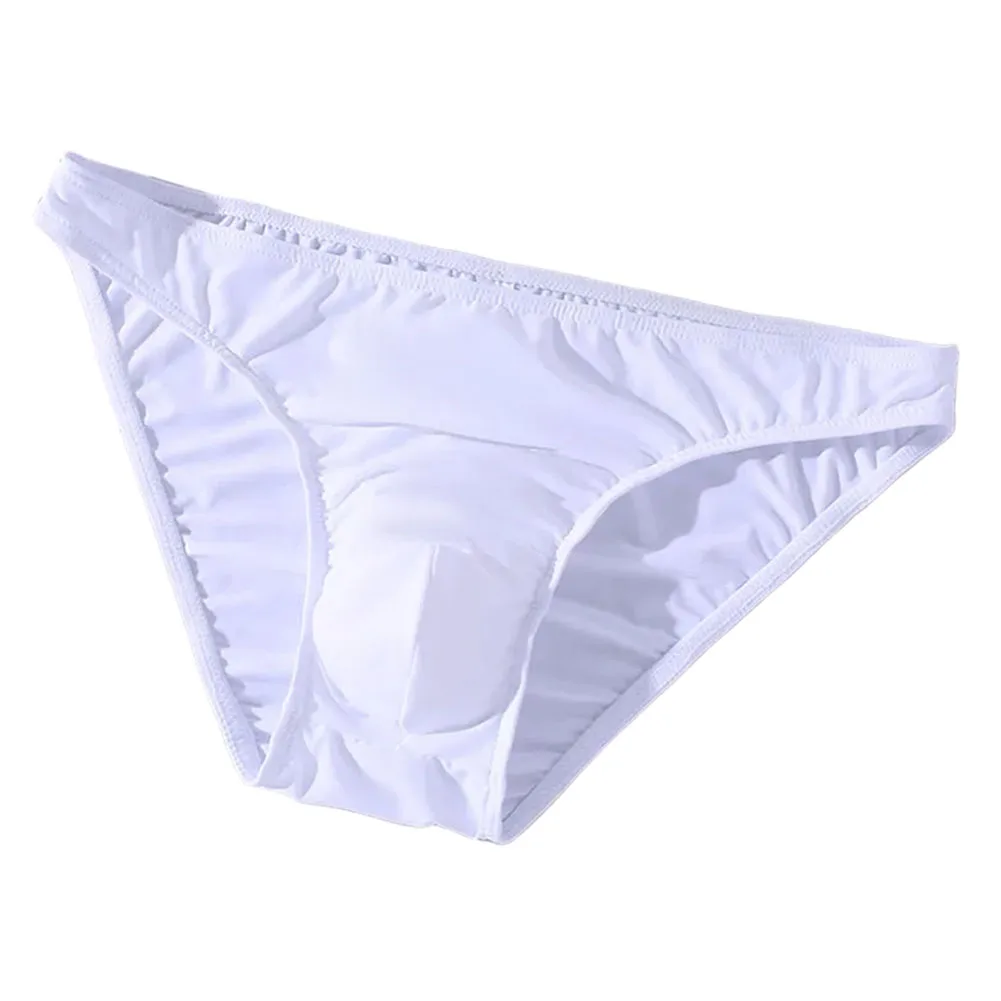 الرجال الحرير الجليد الصلبة منخفضة الارتفاع ملخصات Underpant تنفس رقيقة U محدب الحقيبة الرجال سراويل رجل الملابس الداخلية
