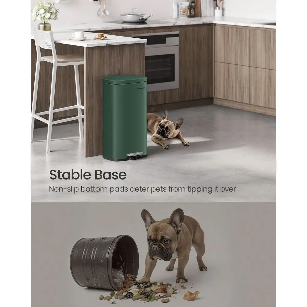 

Trash Can With Lid, 8 Gallon Garbage Can, Stainless Steel Small Waste Bin With Step Pedal And Inner Bucket, Soft Close, Kitchen