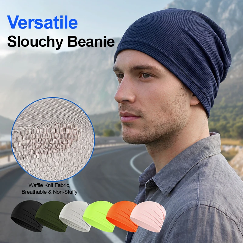 Slouchy Beanie Summer Cycling Skull Cap Breathable Unisex Quick Dry Stretchy Lightweight Hiking Outdoor Versatile Slouch Hat