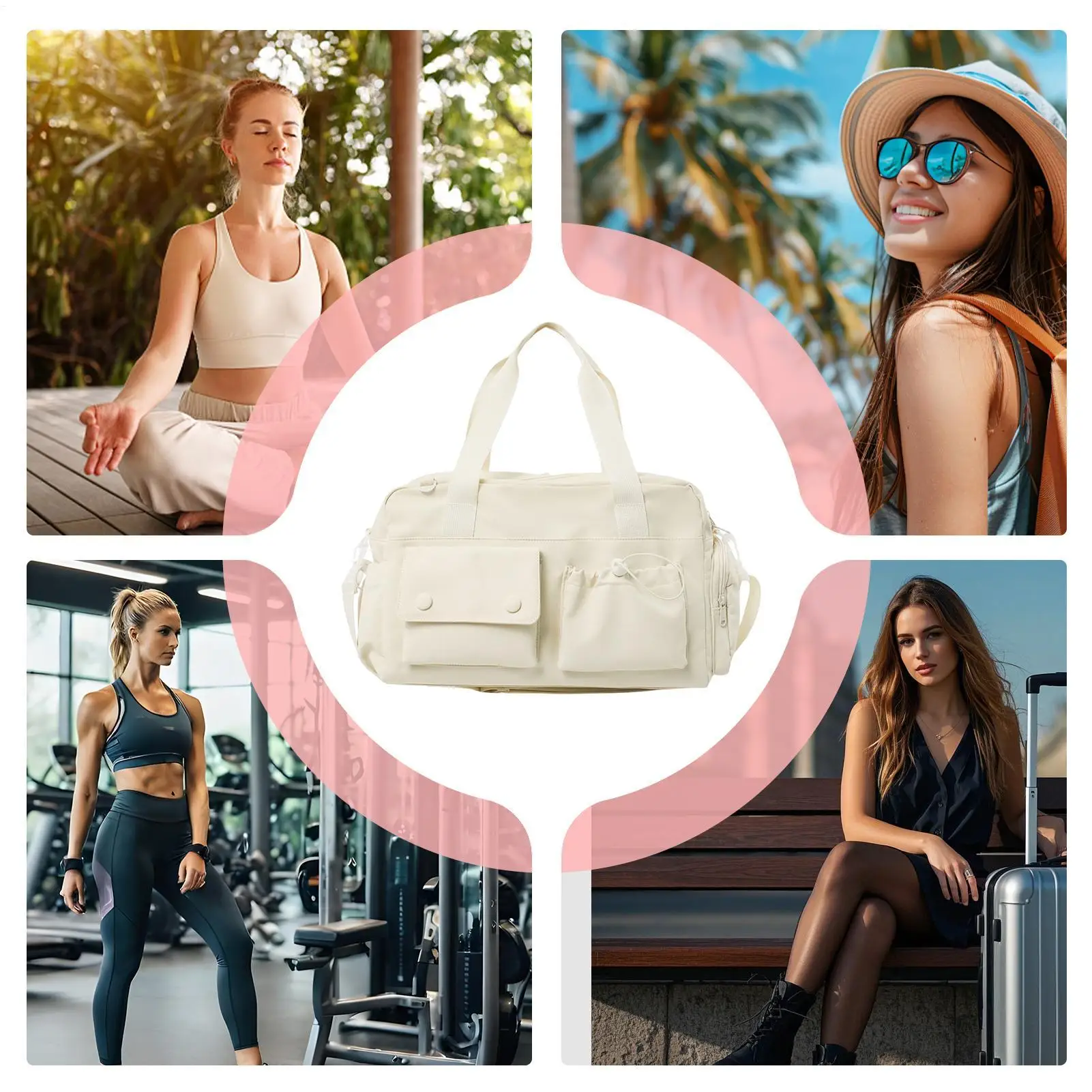 Gym Tote Bag For Women Waterproof Lightweight Weekend Travel Duffel Nylon Sports Tote For School Gym Short Trip Fitness Camping