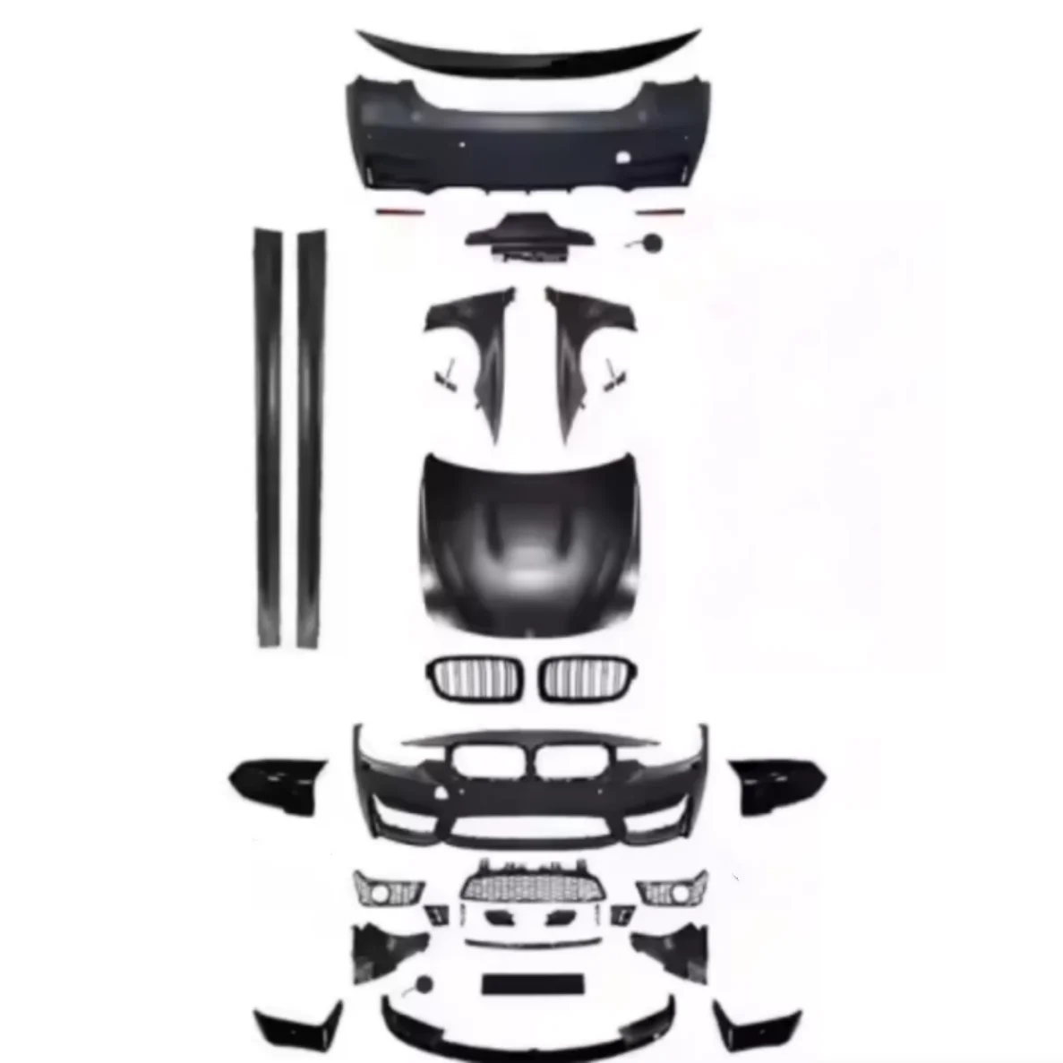 

Hot F30 M Sport BodyKit для BMWS 3Series Автомобильный бампер с передним бампером, боковыми юбками на крыльях, задним бампером и диффузором, автозапчасти