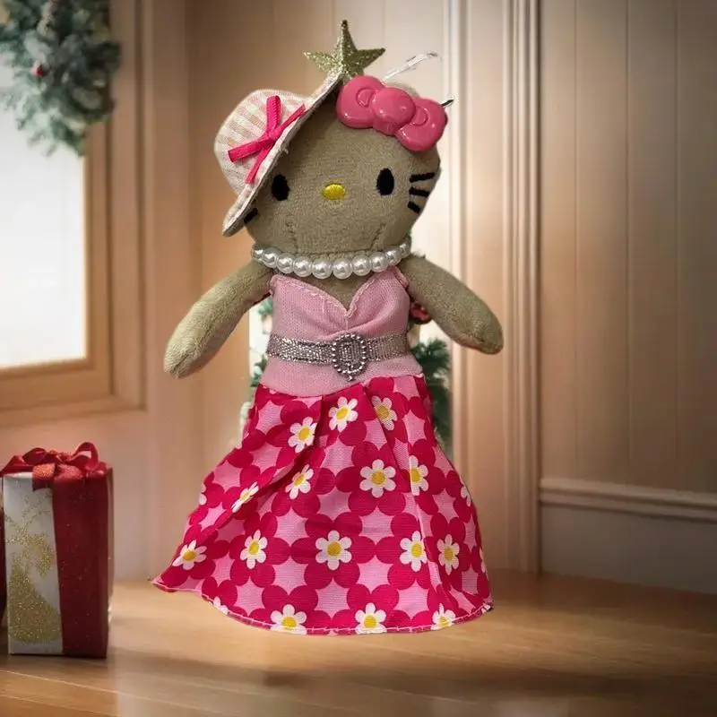 Sanrio Hello Kitty schattig strandvakantie stijl tas decoratie pluche pop knuffel langbenige sleutelhanger hanger meisje cadeau