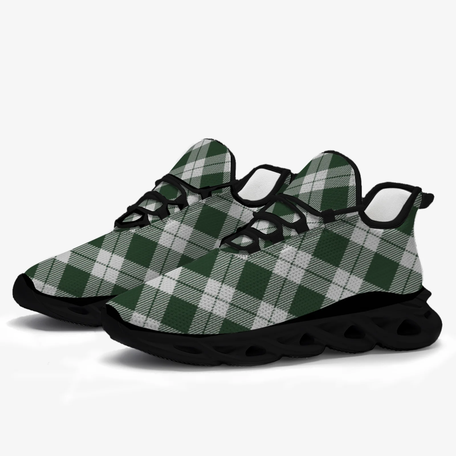 

Multi-colored plaid fashion casual sneakers feature a lightweight and breathable mesh upper for women and man