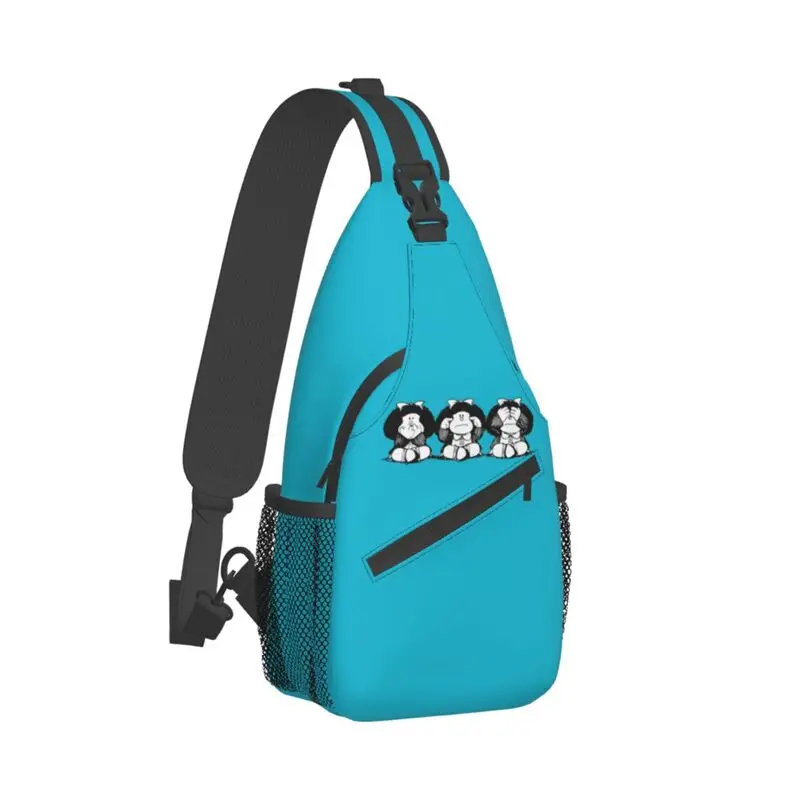 Mafalda informal de Humor para hombre, mochila cruzada con tirantes, bolso de hombro de Manga de dibujos animados para viajar