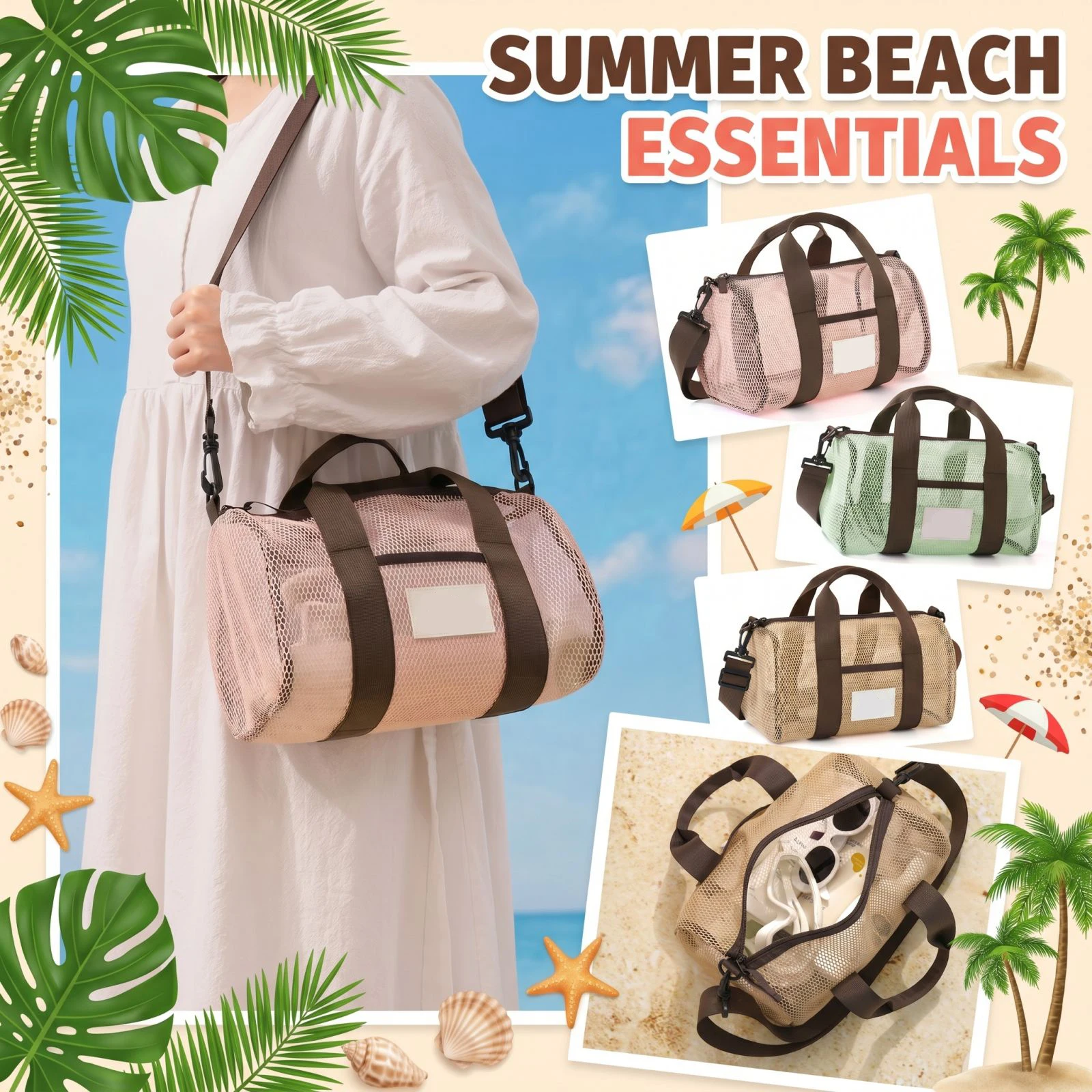 Large Capacity Quick Dry Beach Bag Swimming Gym Tote Bag Waterproof Outdoor Travel Handbag for Seaside Vacation Fitness