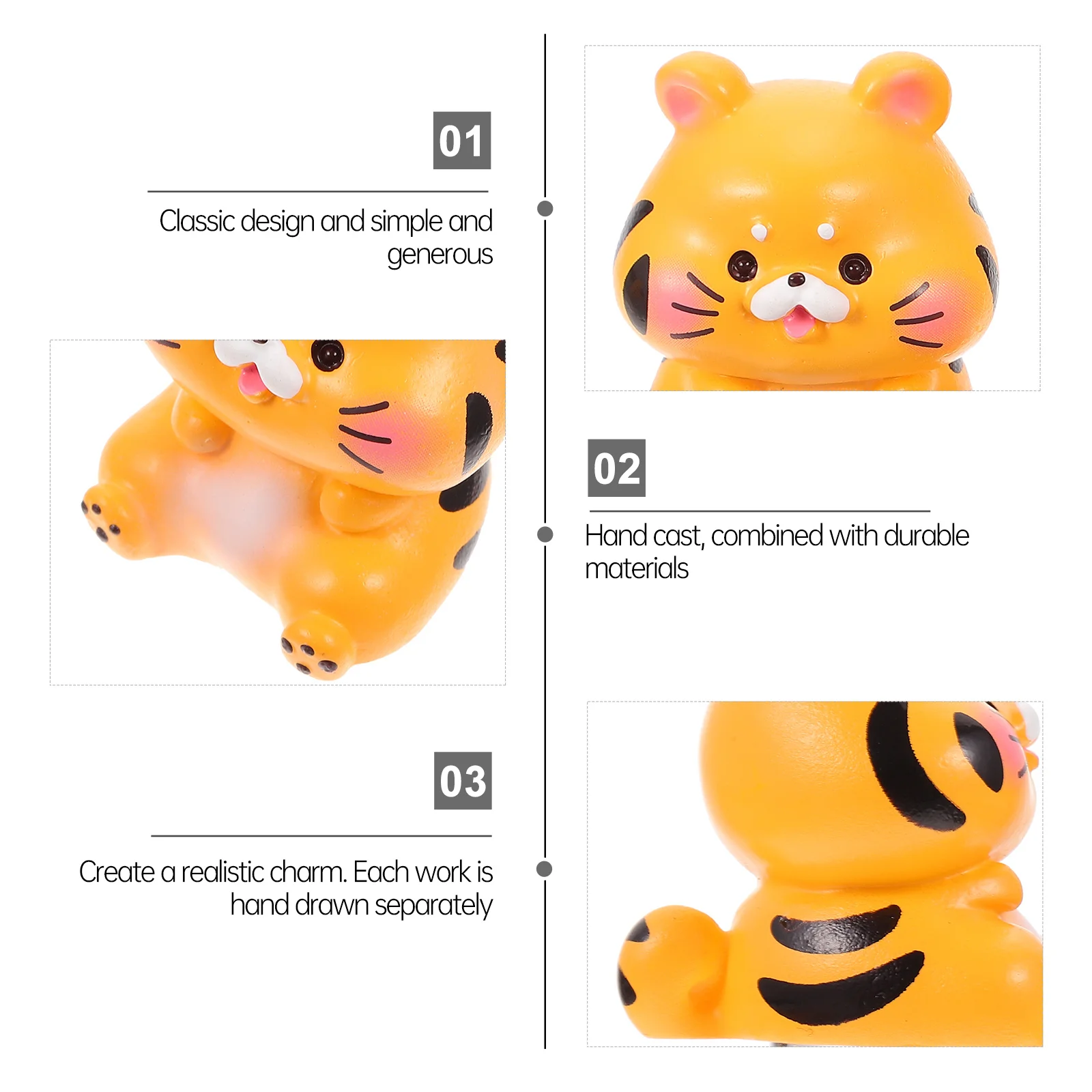 

6 Pcs Tiger Ornament Mini Tiger-shaped Resin Desktop Decorate Flower Pot Ornaments Fairy Garden Decoration