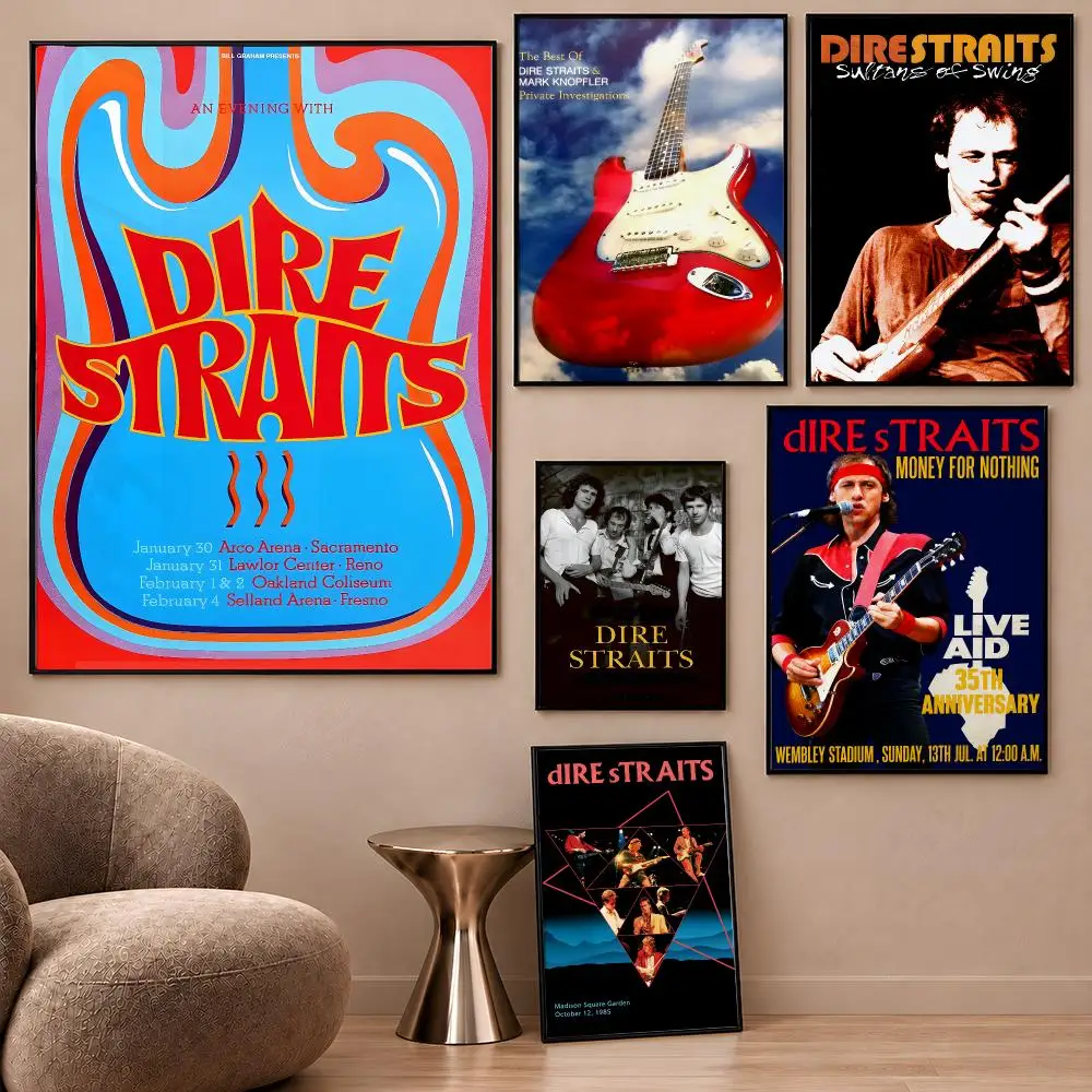 Brothers in Arms Band Dire Straits Poster Aesthetic Wall Art Poster HD Waterproof PP Self Adhesive Bedroom Dorm Room Decor