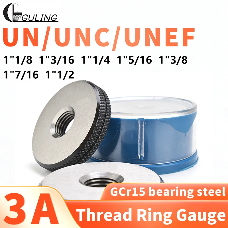 1SET(1*GO+1*NOGO)3A1''1/8 1''3/16 1''1/4 1''5/16 1''3/8 1''7/16 1''1/2UN/UNC/UNF/UNS/UNEF America Standard Fine Thread RingGauge