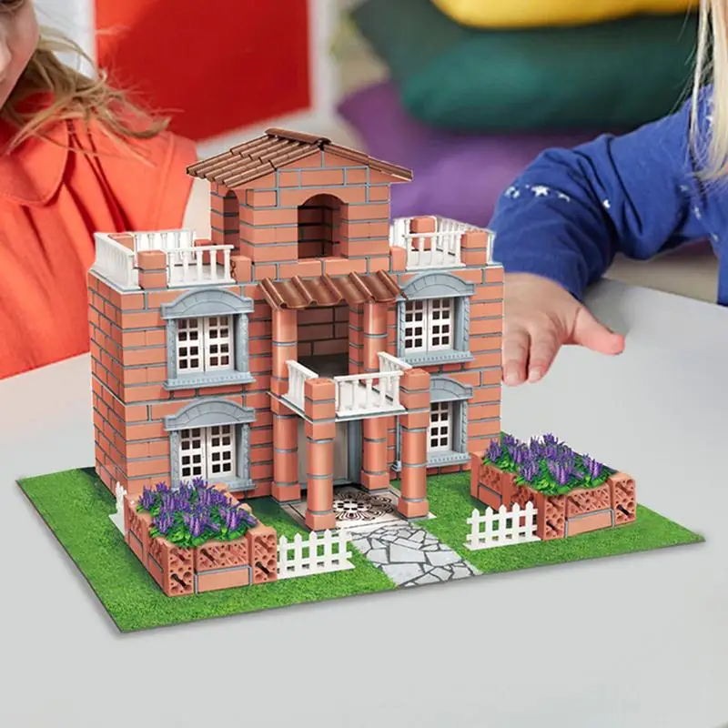 Mini Dollhouse Creative Brick House Building Toy Villa Assembly Model Building Blocks For Children 3D Puzzle Toys Birthday Gifts