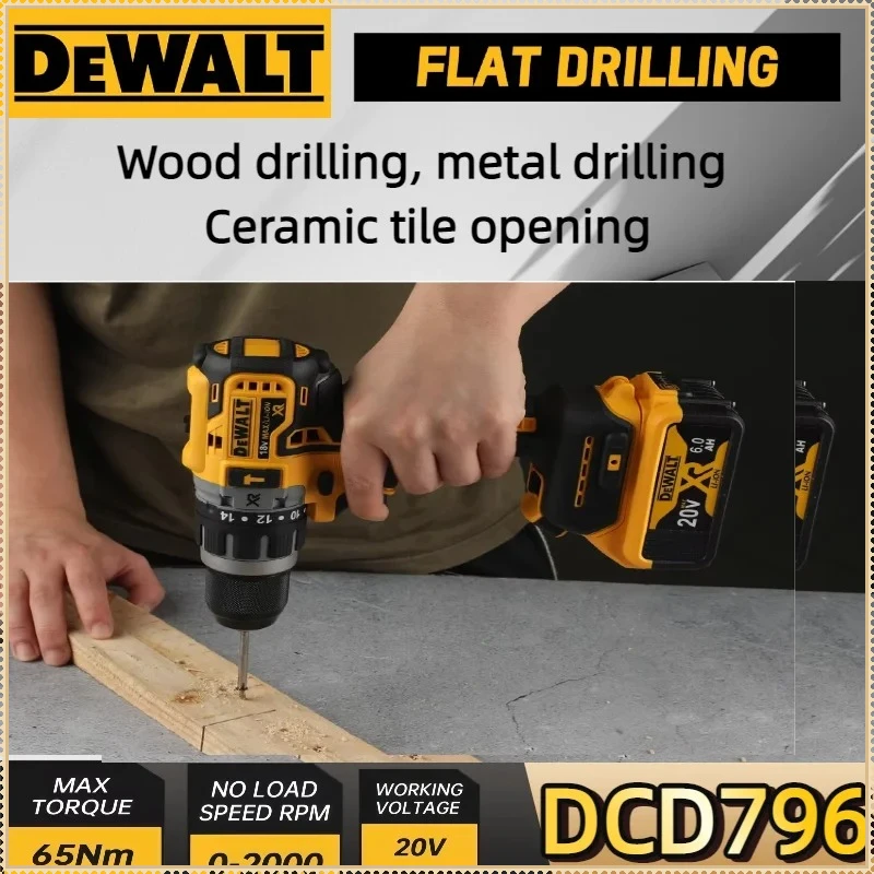 Furadeira de Impacto Sem Fio Dewalt DCD796, Furadeira Compacta Sem Escovas, Ferramentas Portáteis Recarregáveis para Bateria Dewalt